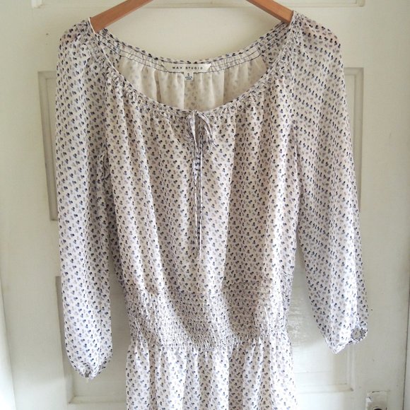 Max Studio Blue & White Dot Print Blouson Dress S - Picture 2 of 12